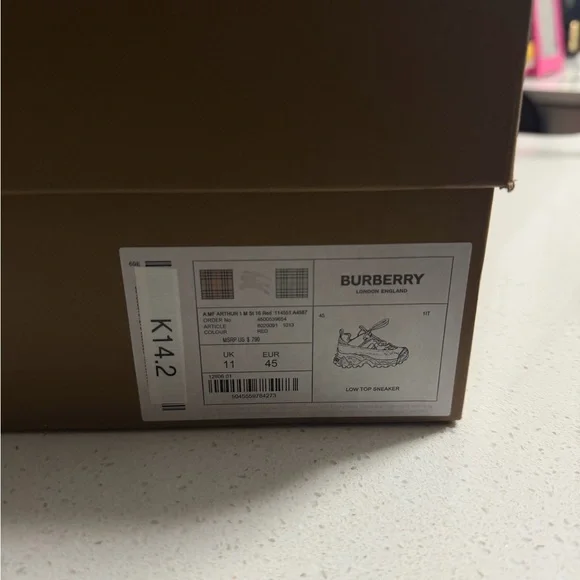 Burberry Men’s Red Low-Top Athletic Sneakers - Picture 7 of 7